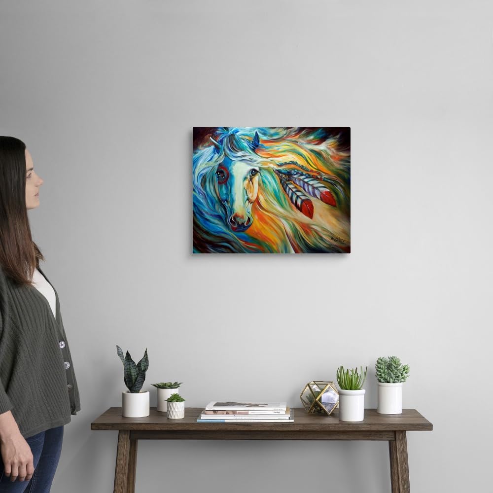 Canvas On Demand Breaking Dawn Indian War Horse Canvas Wall Art Print By Marcia Baldwin, Abstract, Contemporary, Home Decor, Hor