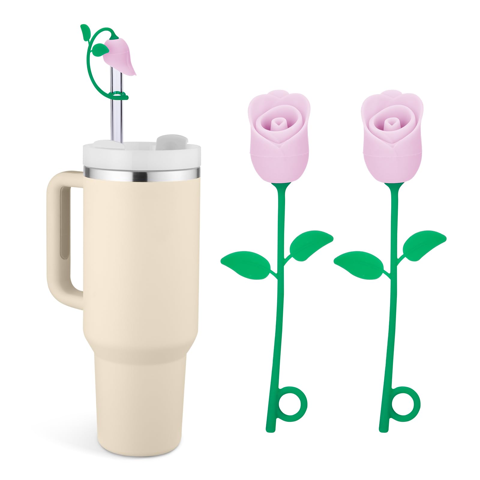 Straw Toppers for Stanley Cup, Cute Straw Cover Cap Compatible with 20 30 40 Oz Tumbler and Water Bottles, 6 8 10mm Straws Acces