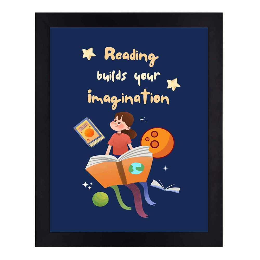 Interio Crafts Framed Poster For Readers, Quote Poster For Library And Study Room Wall Decor, Synthetic Wood, Black Frame, 13 X 