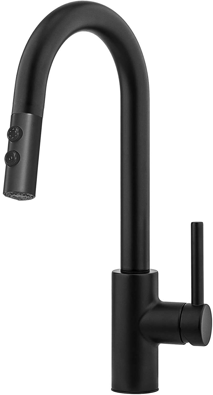 Kinfaucets Black Kitchen Faucet With Pull Down Sprayer,Single Handle Pull Out Kitchen Sink Faucet,Commercial Farmhouse Rv Bar Ut