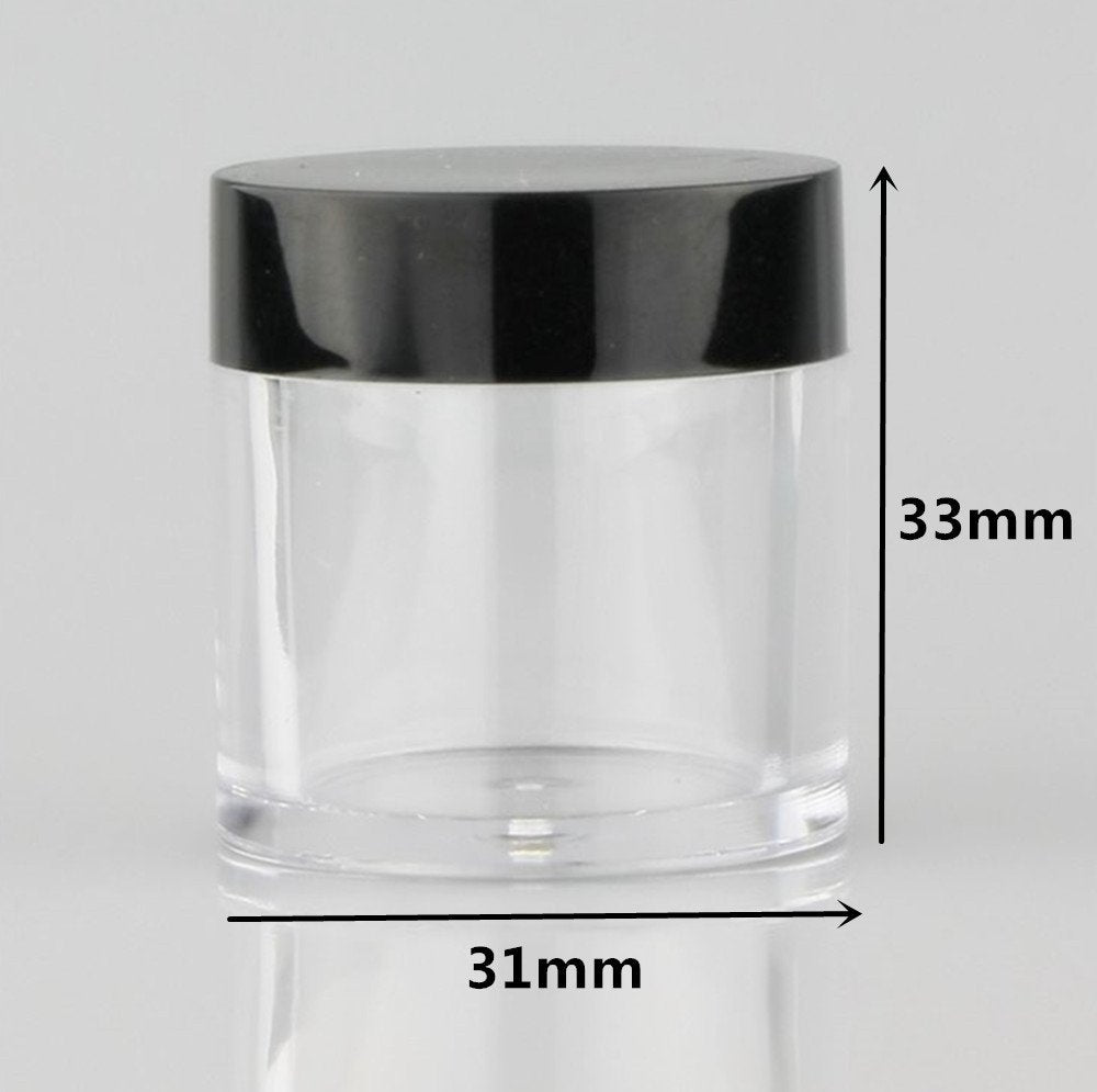 Xichen (24 Pieces) 10G/10Ml Clear Plastic Cosmetic Round Container Jars With Black Lids