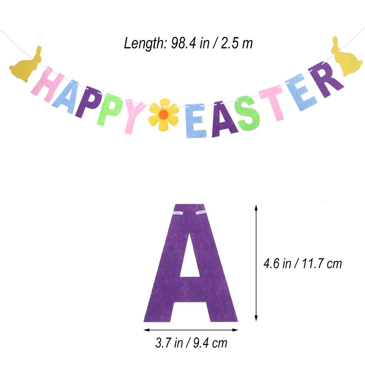 Binaryabc Happy Easter Banner Bunting Garland, Easter Decorations Party Favors Photo Prop