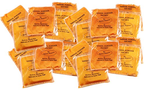 Tiger54 Pack Of 20 Sandalwood Sachets - Natural Sandal Powder, Beautiful Fragrance For Freshening Closets & Drawers, Packet Size
