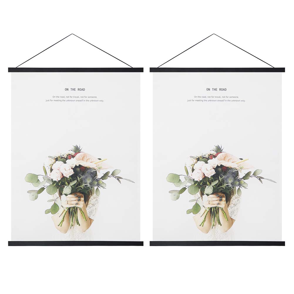 Miaowater 2 Pack Magnetic Poster Frame Hanger,8X10 8X12 8X18 Light Wood Wooden Magnet Frames Hangers For Photo Picture Art Canva