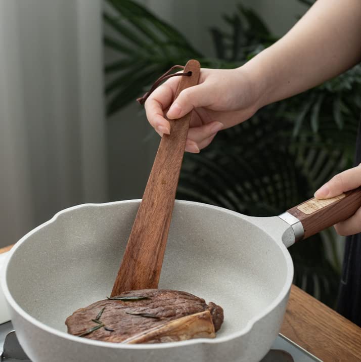 2Pcs 9.84'' Flat Wood Spatula, Non-Stick Multipurpose Teakwood Spatula, Stir And Saute Tool, Flip Pancakes, Bench Scraper, Thin