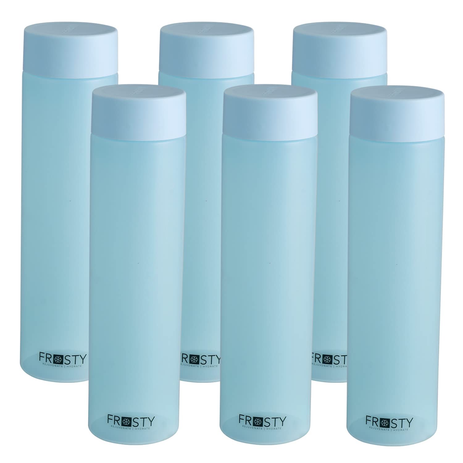 Aquaware Frosty Plastic Food Grade Fridge Square Water Bottle Gift Set(6 Pieces, 1L,White) | 950 Milliliter