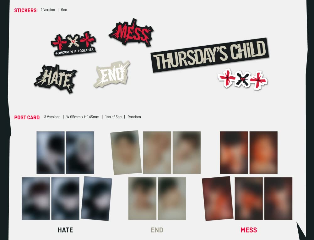 Big Hit Txt Tomorrow X Together - Minisode 2 : Thursday'S Child 4Th Mini Album+Extra Photocards Set (Hate Ver, 1 Folded Poster),