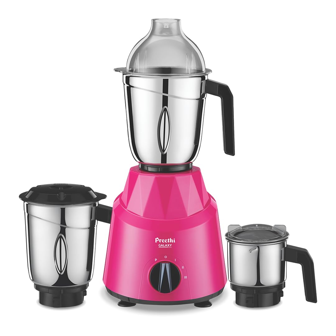 Preethi Galaxy Mg225 Mixer Grinder, 750 Watt, 3 Jars, Pink/Black (3 Jar)