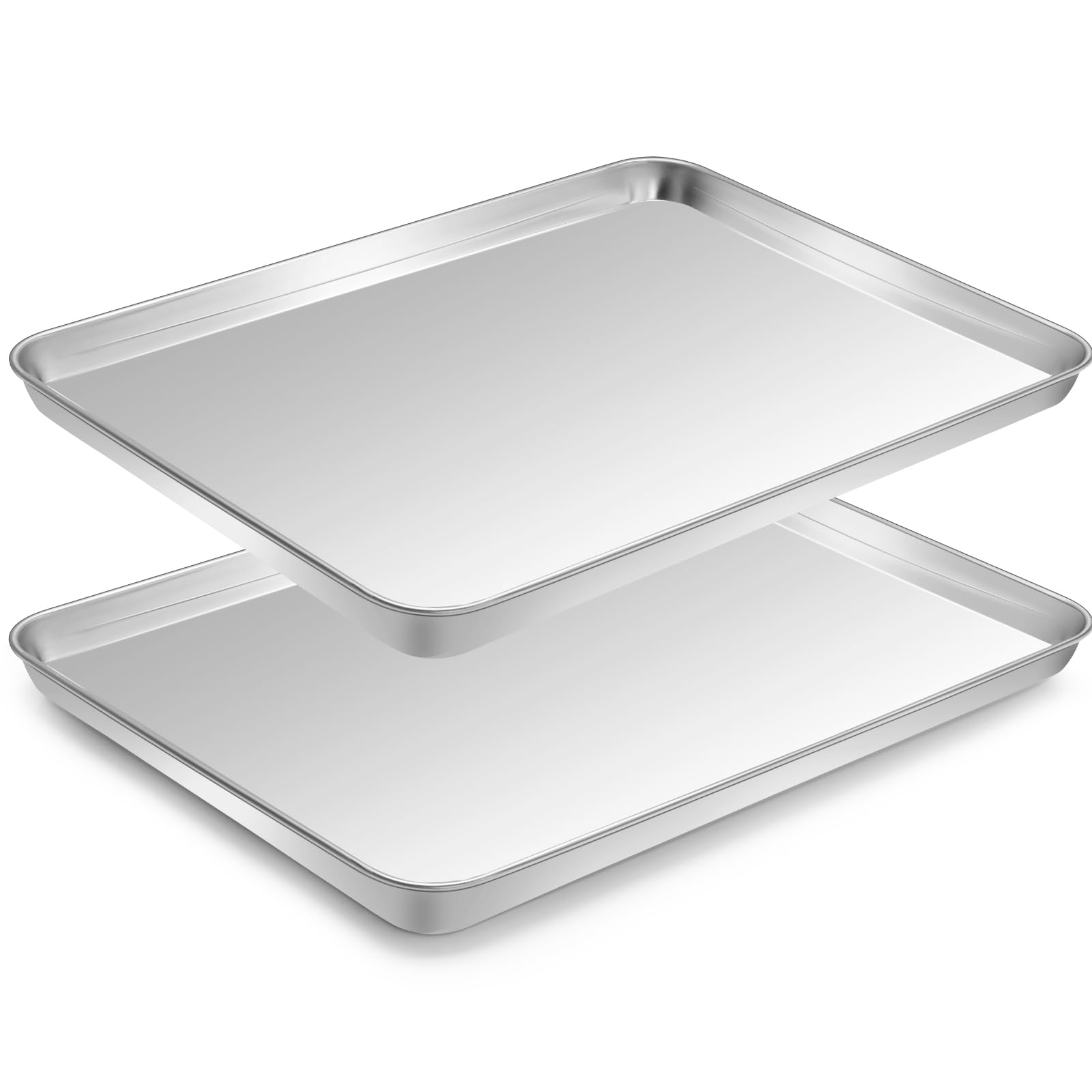 Half Sheet Pan Of 2, Cekee Stainless Steel Baking Sheet Pan Tray Cookie Sheet, Size 18 X 13 X 1 Inch, Healthy & Non Toxic, Rust