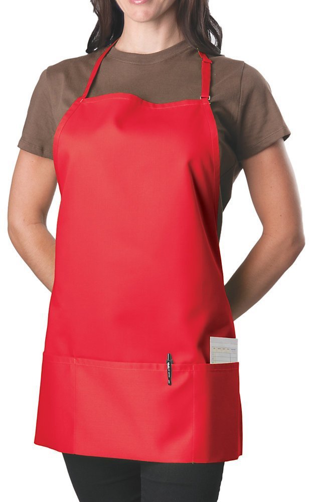 6 Pack, Red : 6 Pack  Red Adjustable Bib Apron  3 Pocket