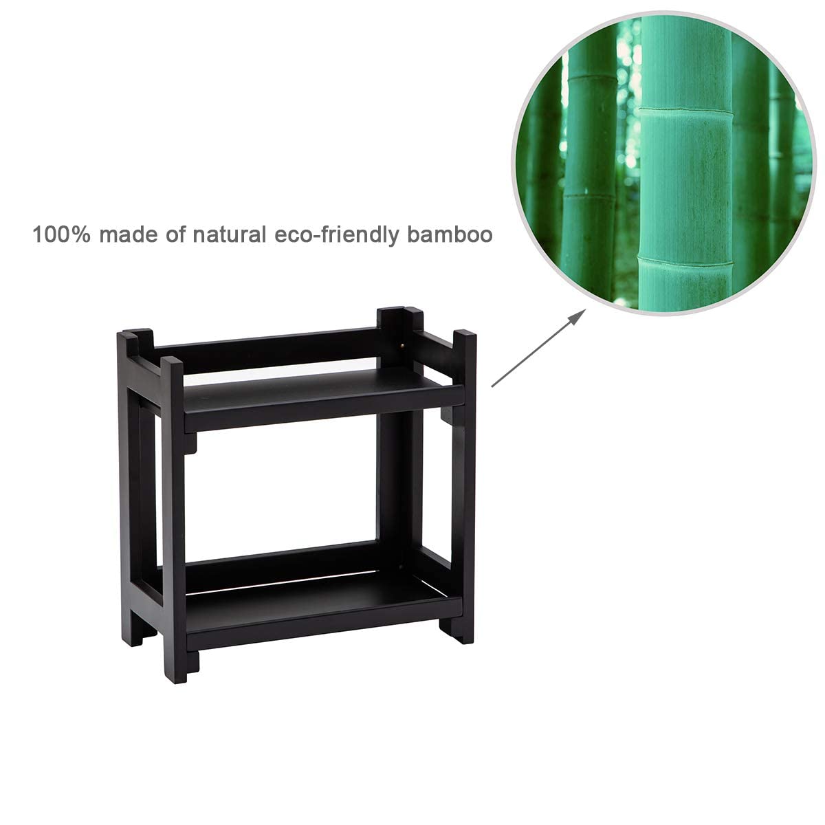 Gobam Cosmetic Organizer Multi-Function Vanity Makeup Organizer Holder For Bathroom, Assemble Easily No Screws, Black Bamboo