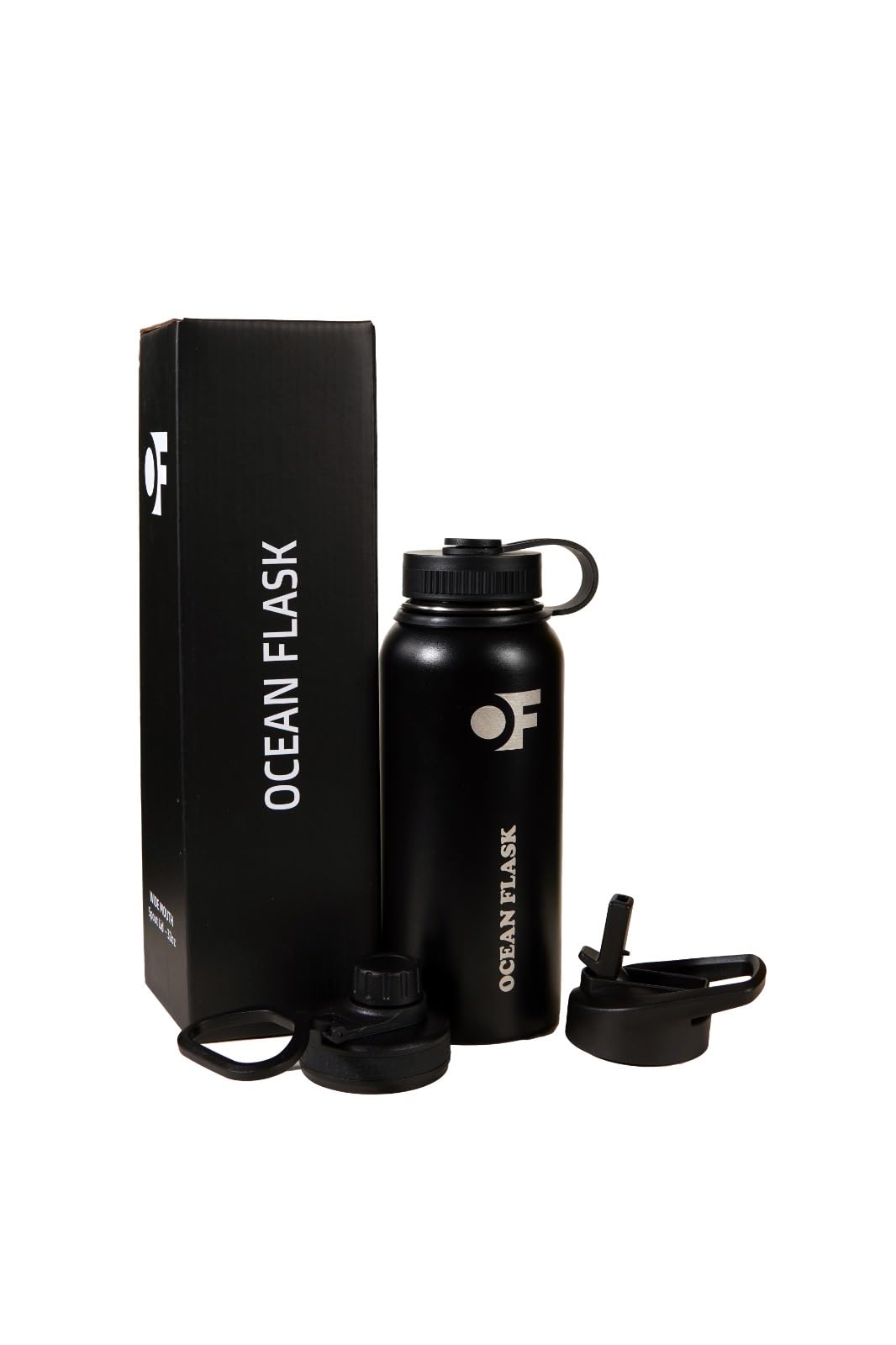 OCEAN FLASK Sports Water Bottle  32 Oz 3 Lids Straw Lid Leak Proof (Straw, Spout and Handle Lid) Stainless Steel Sport and Gym