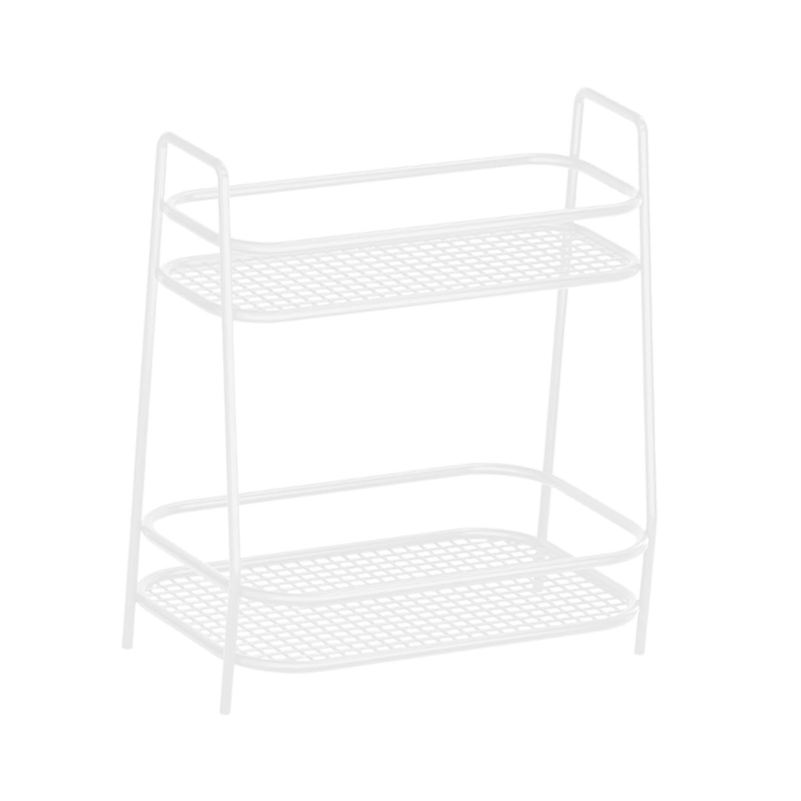 Zoomella 2 Tier Spice Storage Rack Mesh Design Office Rustproof Kitccounter Shelf White|Spice Jars & Racks|Home & Garden