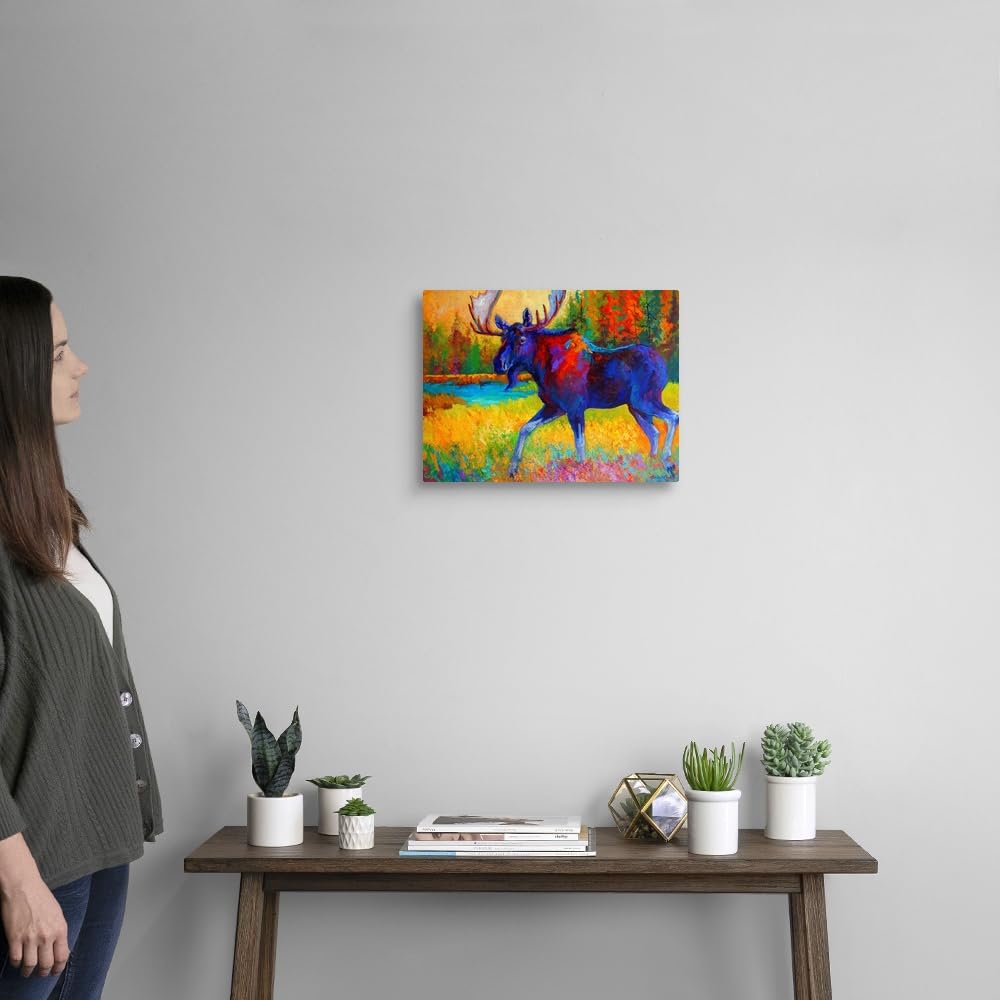 Canvas On Demand Majestic Moose Canvas Wall Art Print By Marion Rose, Home Decor, Wildlife Artwork, 16''X12''