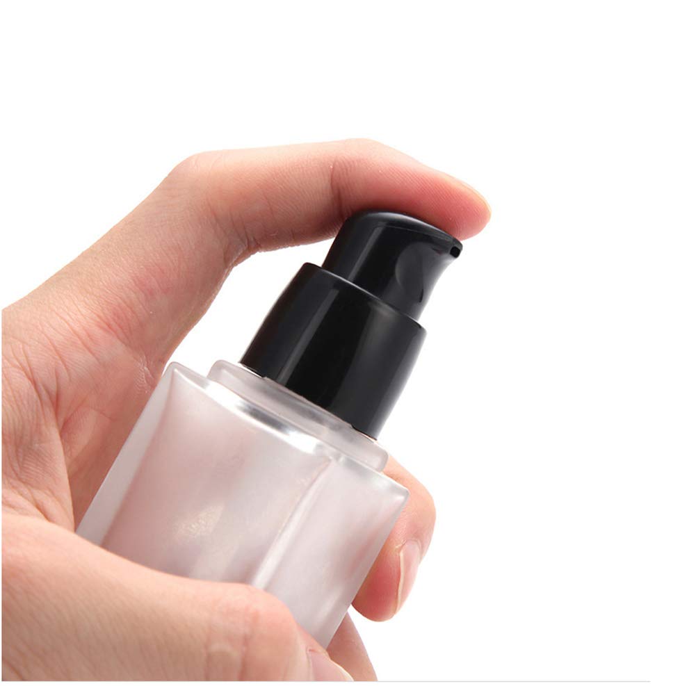 Usrommaner 4 Pack,0.5 Oz/15Ml Frosted Glass Essence Lotion Pump Bottle,Empty Square Cosmetic Container Travel Liquid Foundation