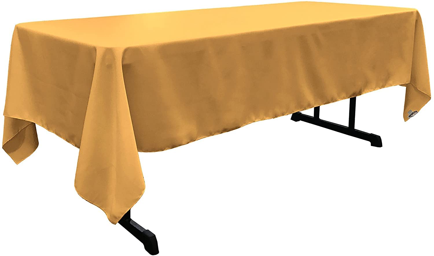 LA Linen Polyester Poplin Rectangular Tablecloth  60 by 120-Inch  Gold