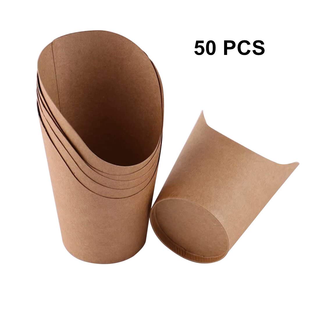 Kingzhuo 50 Pcs French Fries Holder 14Oz Charcuterie Cups Disposable Take-Out Party Baking Waffle Paper Popcorn Boxes Kraft Pape