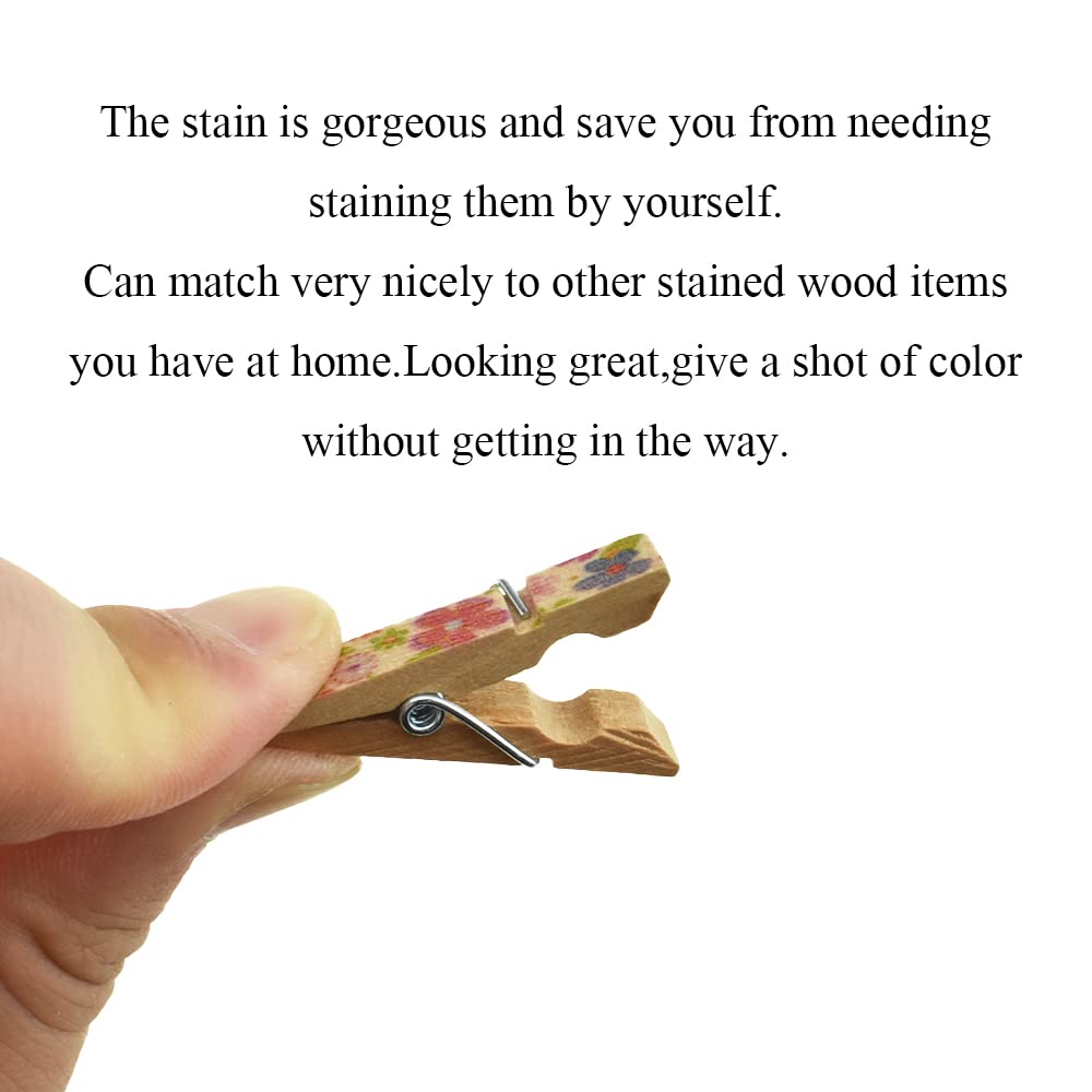 HAHIYO Colorful Painted Wooden Clothes Pins Clothespins Small Aviod Fall Apart 1.38 Inches Length 50 Pack Strong Springs No Rust No Discoloration for Laundry Bathroom DIY Craft Photos Food Opened Bags