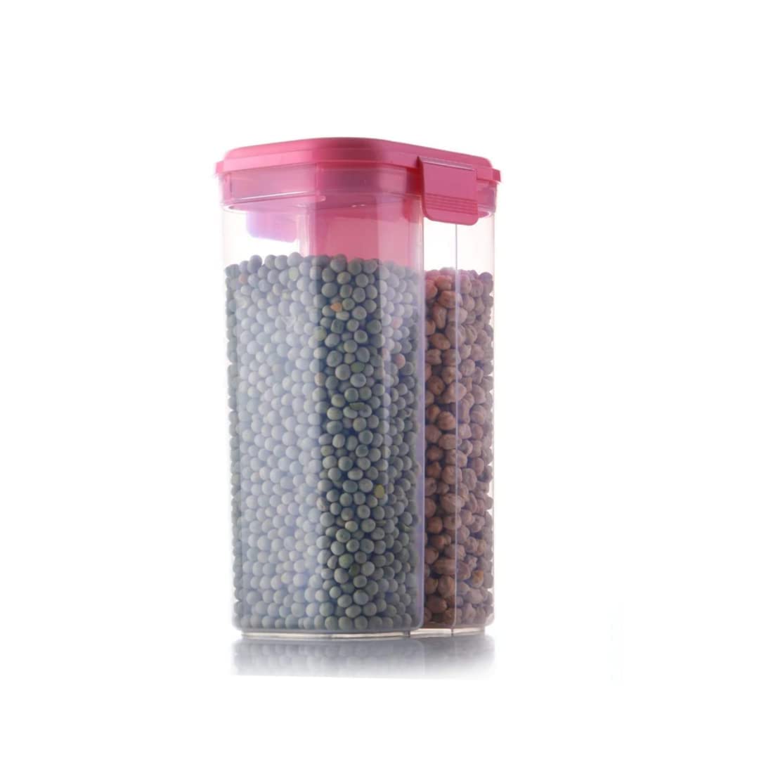 Lucc1N 2 Section Space Saver Air Tight, Pet Transparent Plastic Container For Grocery, Flour, Snacks, Cereal, Grain Kitchen Stor