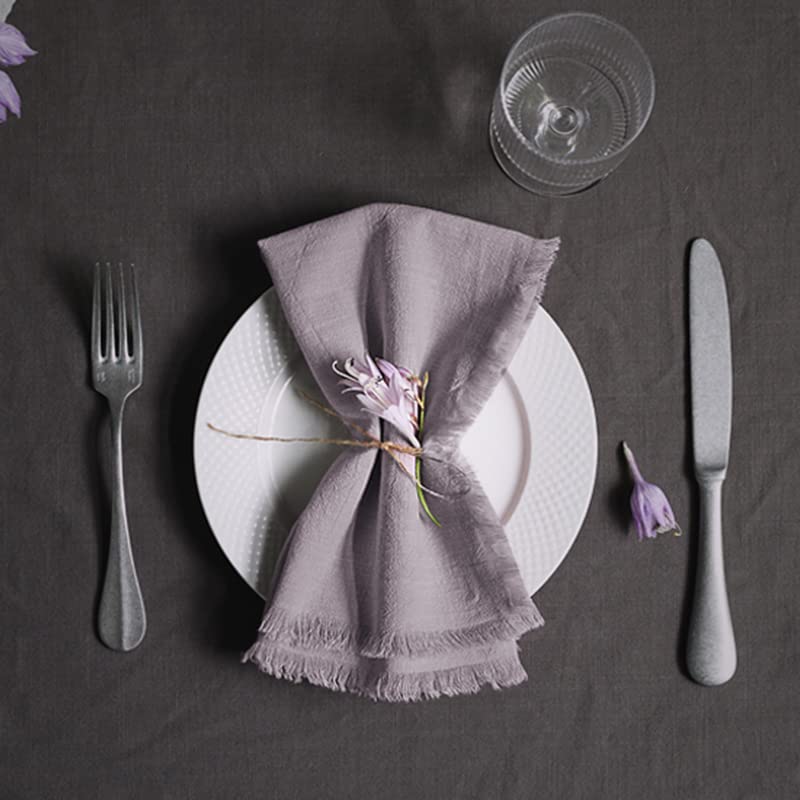 Ayuzawa Handmade Cloth Napkins 100% Cotton With Fringe,Delicate Napkins For Dinners, Parties, Weddings And More,18 X 18 Inch Set
