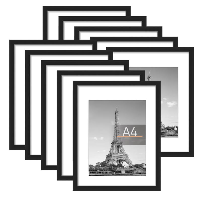 Maurvish Amazing Arts A4 Frame, A4 Picture Frame Set Of 10, A4 Size Photo Frame, Display Pictures Frames, Wall Gallery Poster Fr