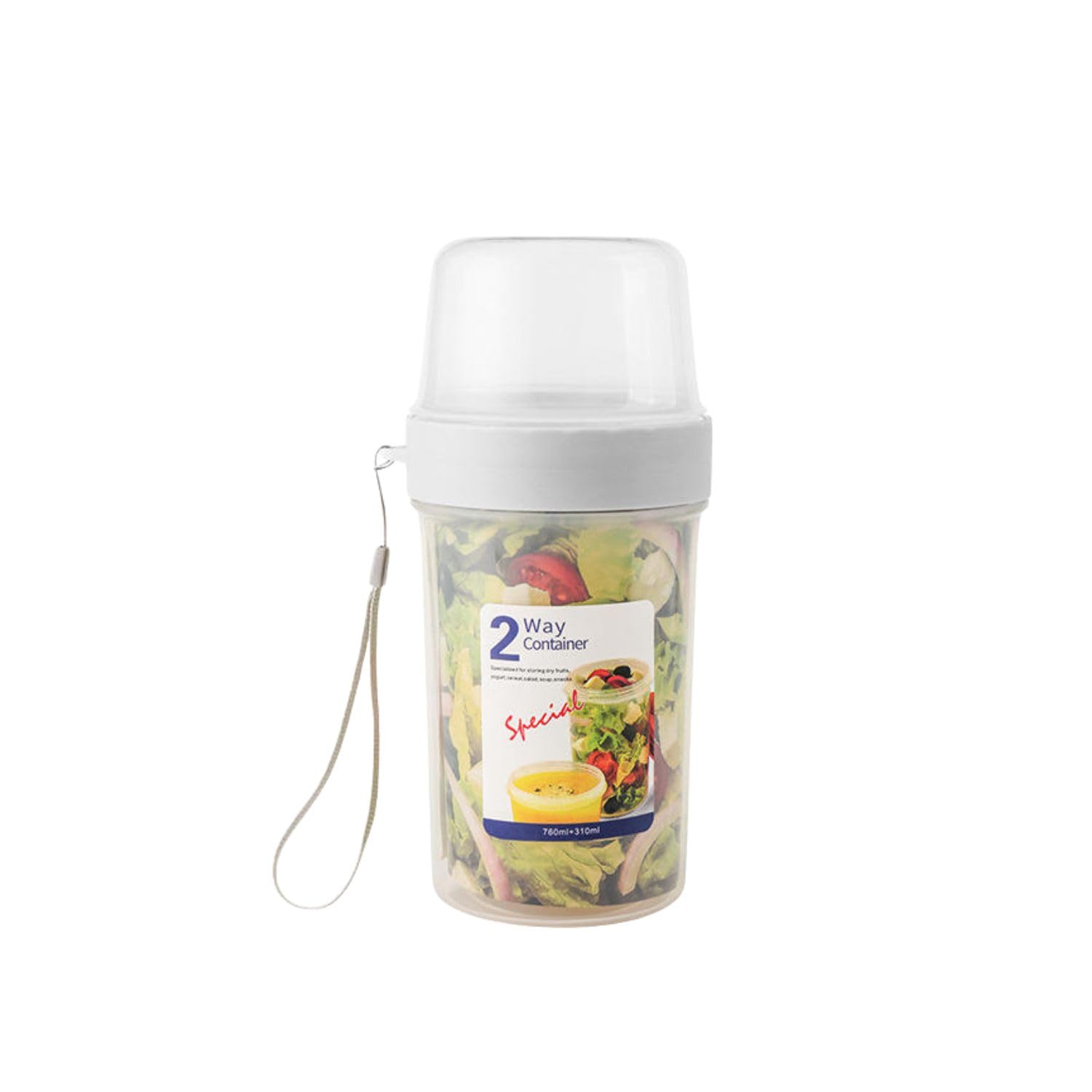 Fs Cool Large Capacity Portable DoubleLayer Yogurt & Snack Container With Sealed Lid For Cereal, Oatmeal, Fruit, And More, Easy