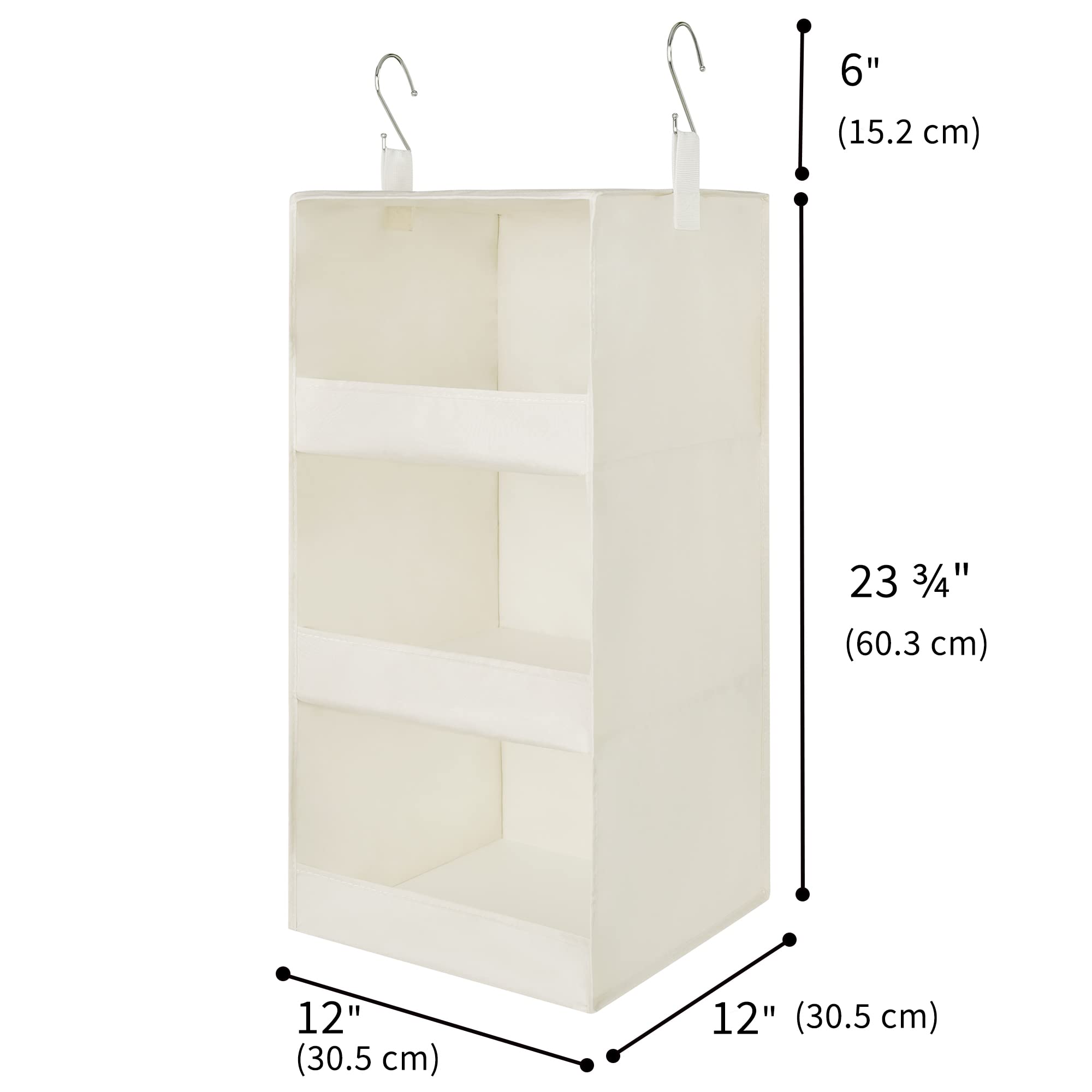 Granny Says 3-Shelf Hanging Organizer, Foldable Hanging Closet Storage, Hanging Shelves For Wardrobes & Rv Closet, Beige, 29 ''