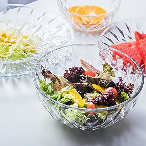 Jucoan 12 Pack 10 Oz Mini Glass Bowls, 5 Inch Diamond Cut Glass Prep Bowls, Stackable Glass Salad Bowls For Fruit, Cereal, Candy