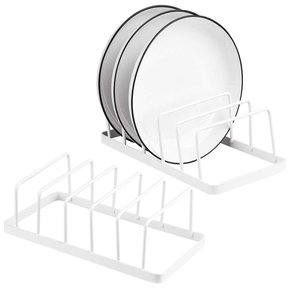Tomorotec Dish Plate Storage Drainboard 2-Pack, Alloy Steel Kitchen Pot Lid Holder Dish Plate Drying Rack Drainer Stand Multifun