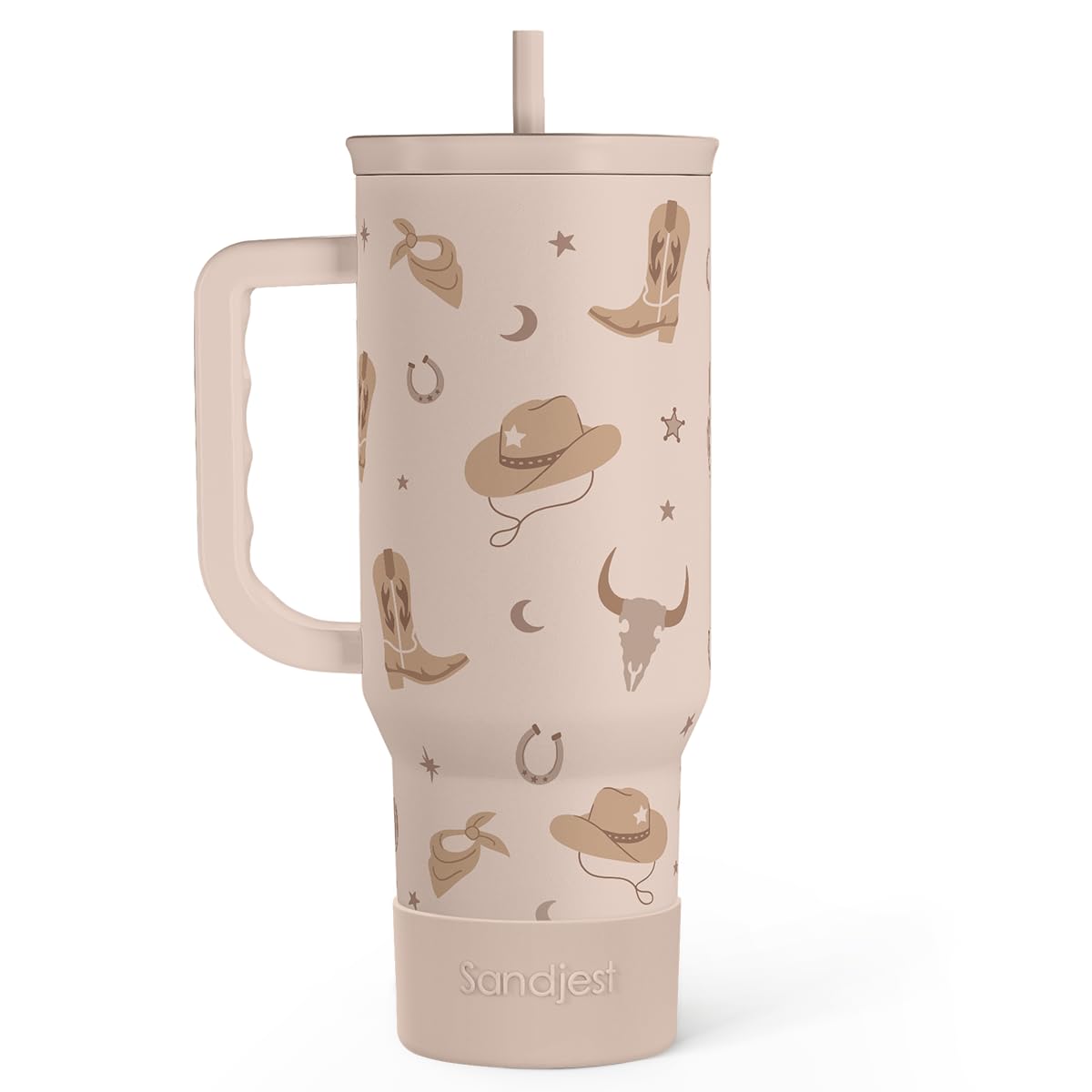 Cowgirl Tumbler 40oz for Women Girls - Stainless Steel Travel Coffee Mug Cup with Handle and Straw, Gift for Birthday Christmas