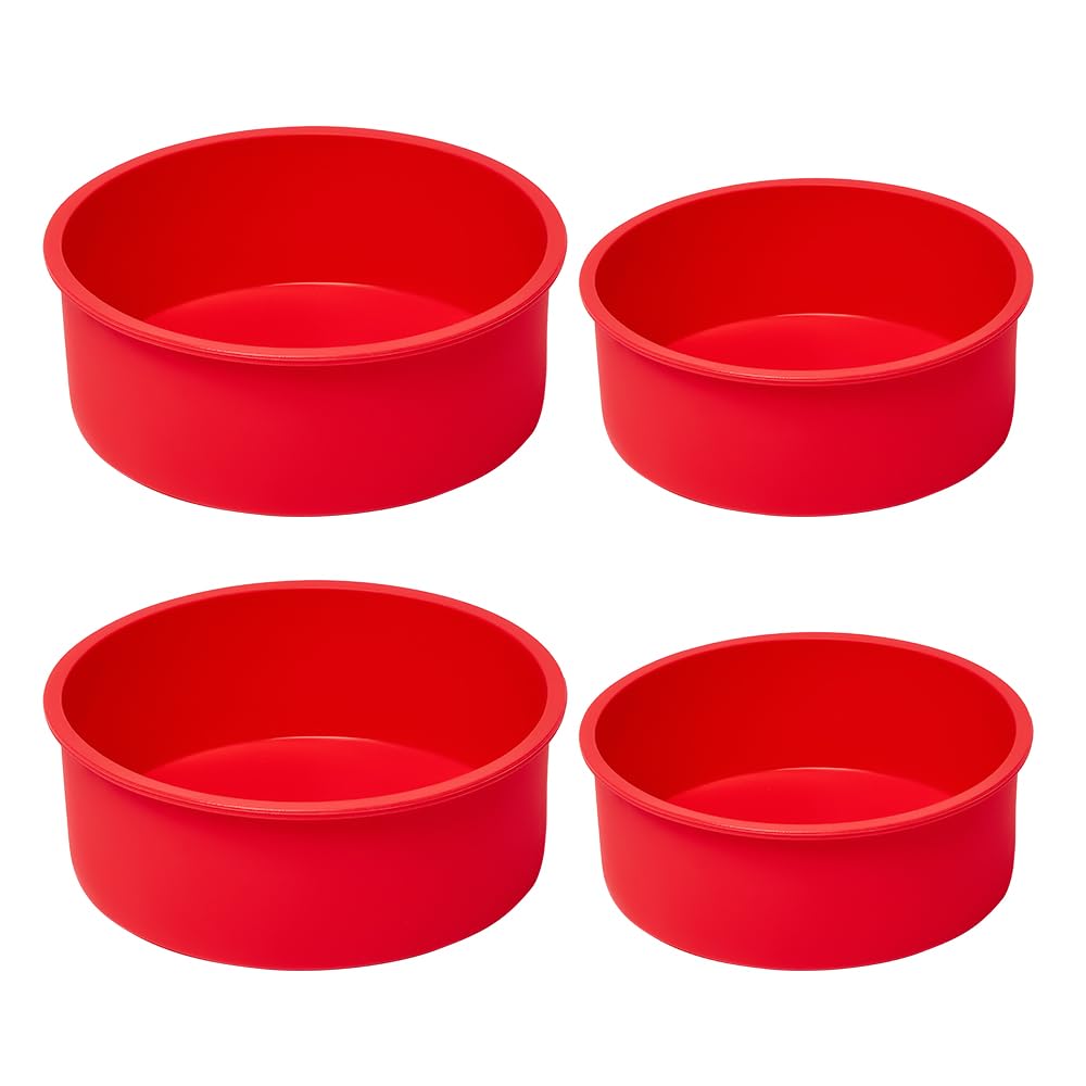saphe 4 packs Silicone Cake Pans for Baking,Round Cake Molds for Cupcake,Cheese Cakes and Chocolate Cakes, Nonstick silicone ba