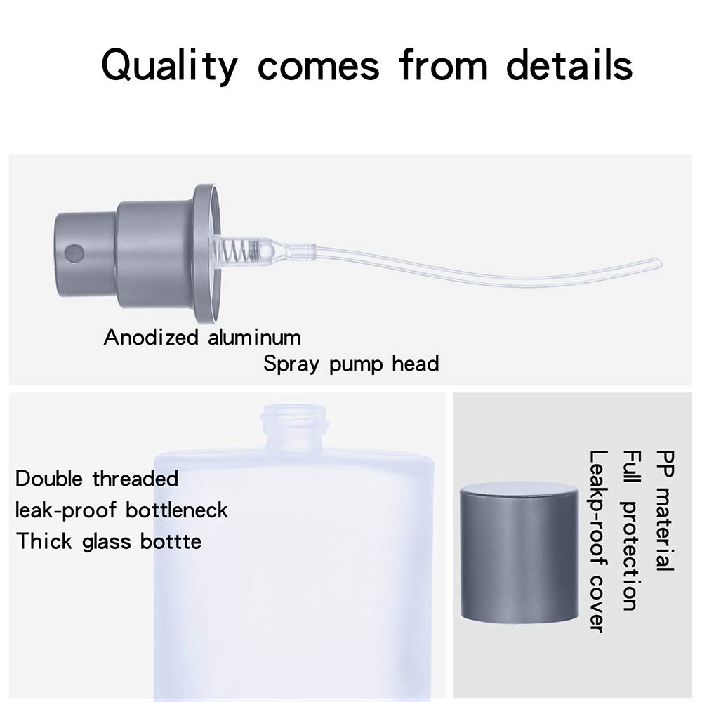 2 Pack 50Ml/1.69 Oz Empty Frosted Glass Spray Bottles Perfume Atomizer, Refillable Fine Mist Spray Empty Perfume Bottles With 4