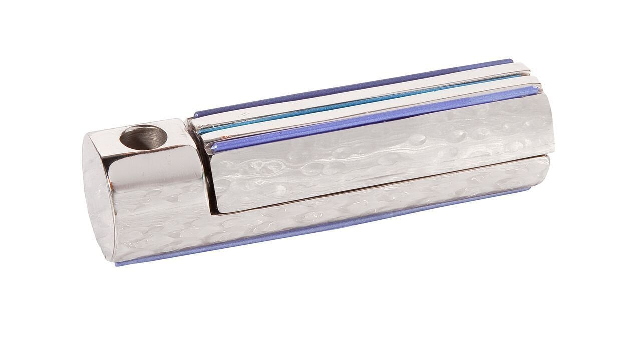 Yair Emanuel Folding Travel Hanukkah Chanukah Menorah Hammered Metal Shades of Blue (HTM-2)
