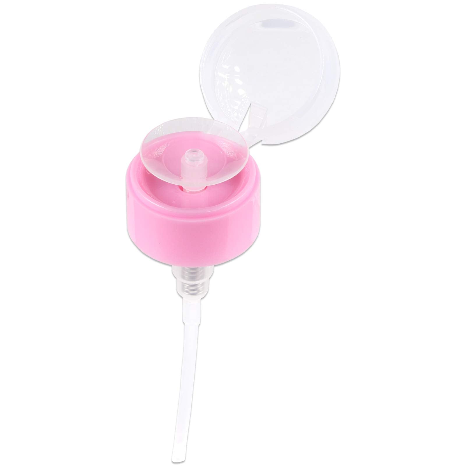 7Oz Pink Push Down Pump Dispenser Empty Refillerble Bottle With Flip Top Cap - For Nail Polish, Travel, Cosmetics Packaging
