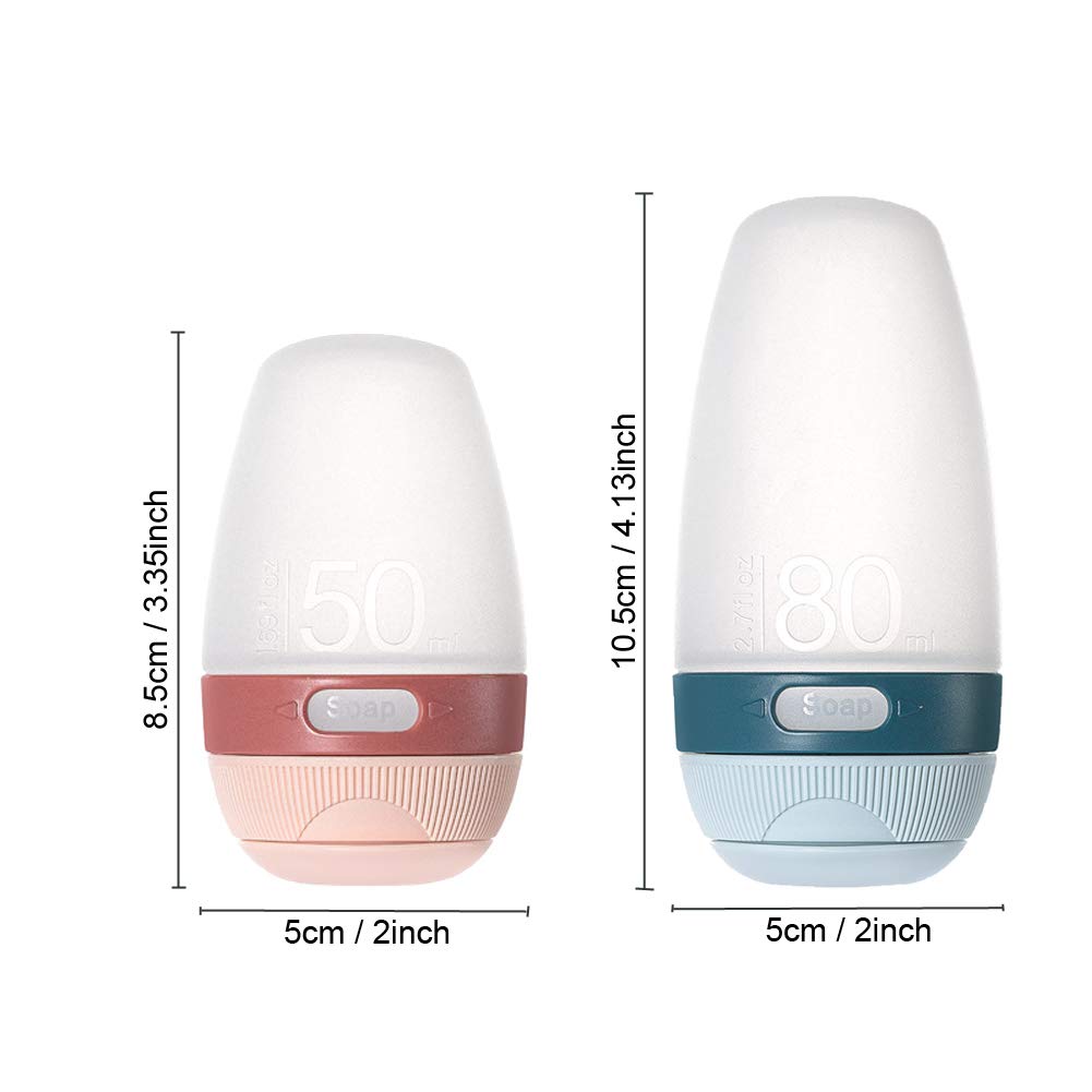 Jomihoney Silicone Travel Bottles, Leak Proof Squeezable Refillable Travel Accessories Toiletries Containers Travel Size Cosmeti