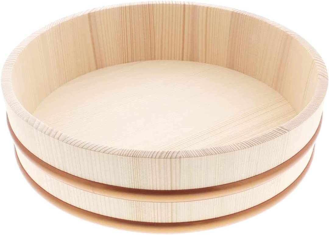 Tikusan Wooden Hangiri Sushi Rice Mixing Tub Pp Band Made In Japan Made Of Momi Fir Sushi Rice Bowl Sushi Oke (13'')