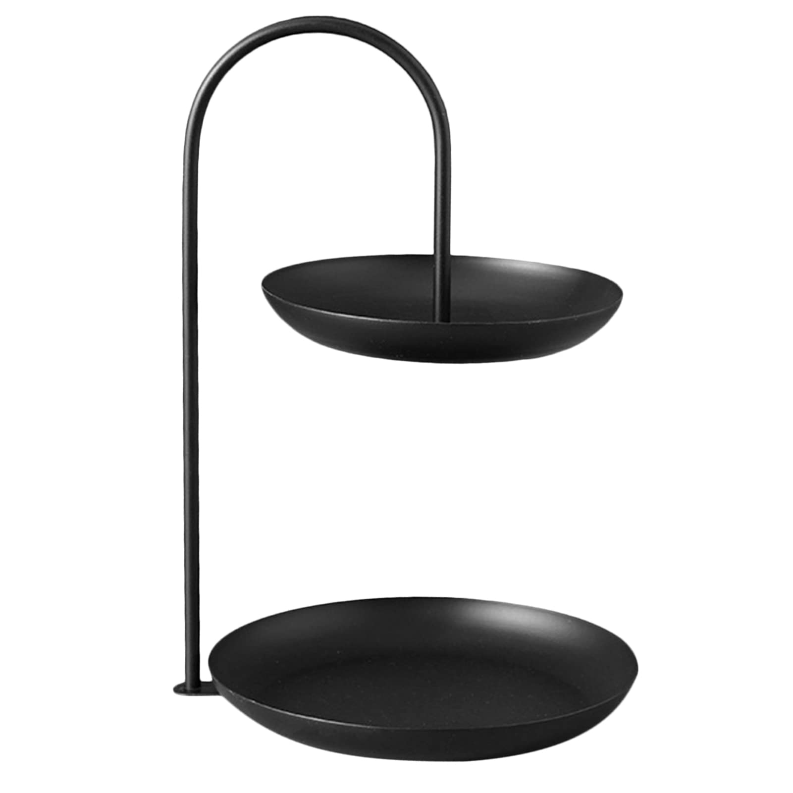 Two Tiered Tray Stand, Two Tier Tray 2 Tier Iron 2 Tiered Tray Stand Baking Paint for Coffee Table Party (Black)