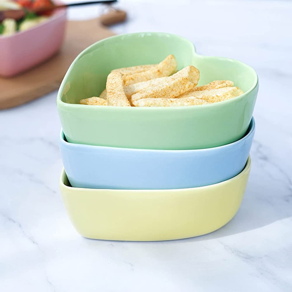 Wait Fly 2pcs Heart-Shaped Bowls for Salad Soup Snack Dessert Household Cooking Bowls for Home Kitchen  Pink