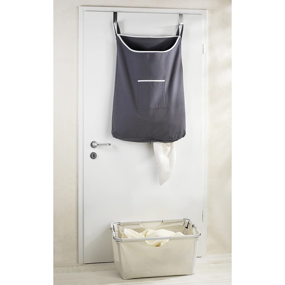 Wenko Laundry Hamper Bag Hanging, Over The Door Basket With Hooks, For Bathroom, Closet, Space Saving Storage, Wall Mounted 3.94