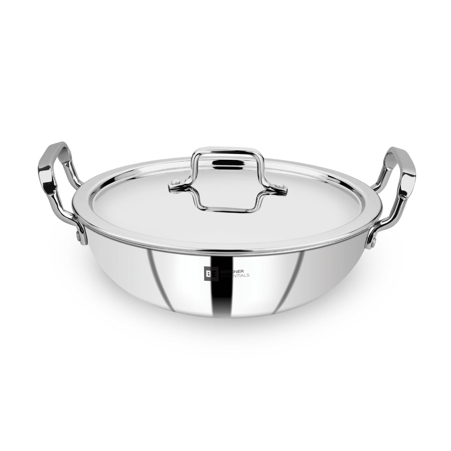 Bergner Be Essentials Tripro Triply Stainless Steel 24Cm Kadai, 2.5L Kadhai, Less Oil Use, Healthy Cooking, Faster And Even Heat
