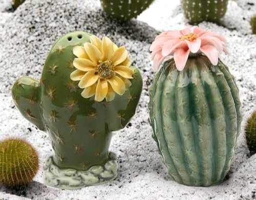 Stealstreet Ss-Cg-20893 3.13'' Painted Pair Of Cactus Flowers Salt And Pepper Shakers, Green
