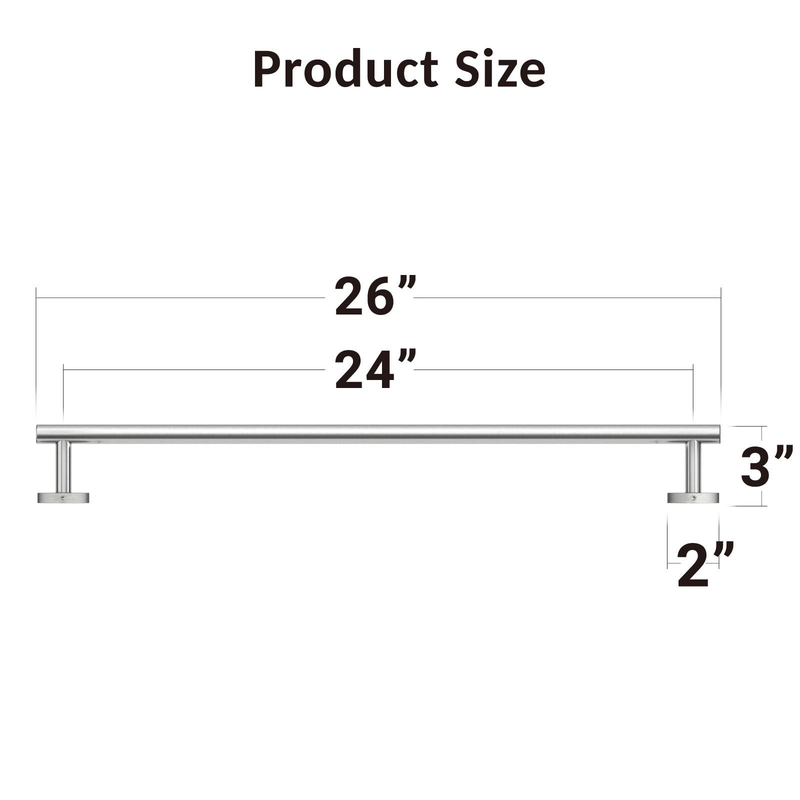 Luxbaro 24 Inch Brushed Nickel Towel Bar, Thicken Towel Rack For Bathroom Wall Mounted, Sus304 Stainless Steel Towel Rod, Modern