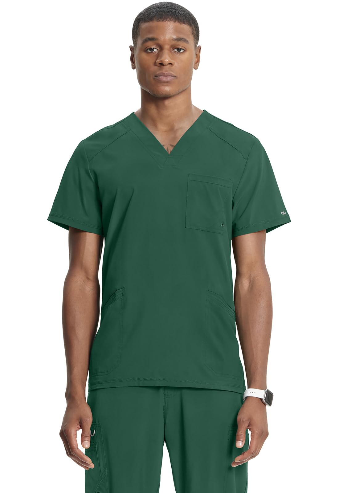 Cherokee Infinity Men Scrubs Top V-Neck Plus Size Ck900A, 5Xl, Hunter Green