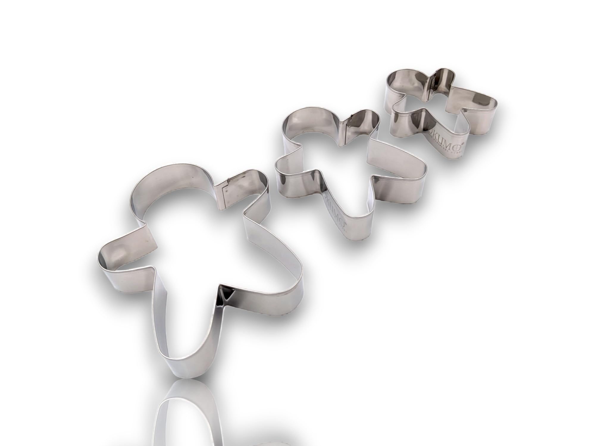 Jokumo Gingerbread Men Set Of 3 Cookie Cutter Set 4    Large Shape Cookie Cutter Mold - 18/0 Stainless Steel