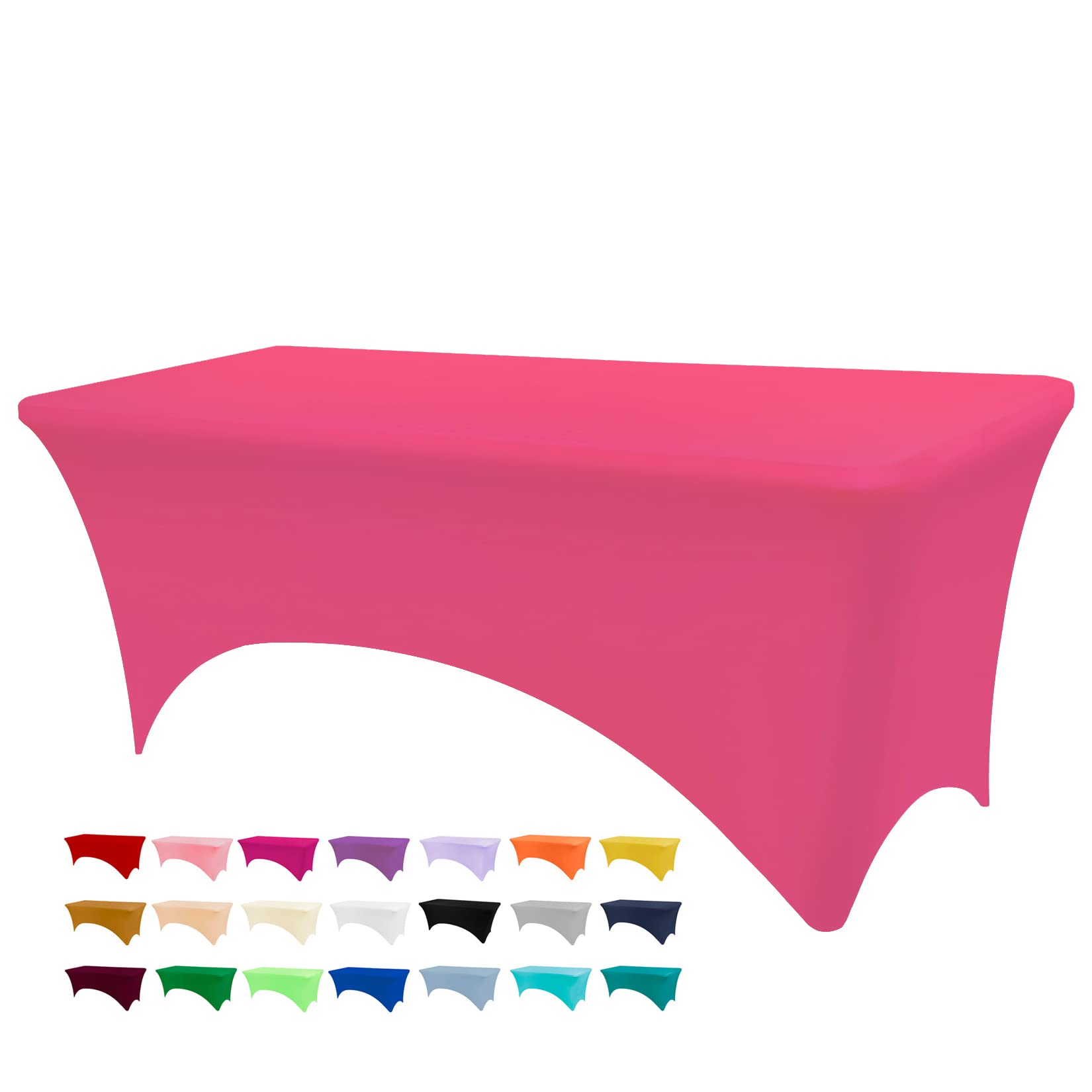 Bddc Table Covers For 8 Foot Tables, Fuchsia Washable And Wrinkle Resistant Stretch Tablecloths Rectangle 8Ft For Events, Weddin