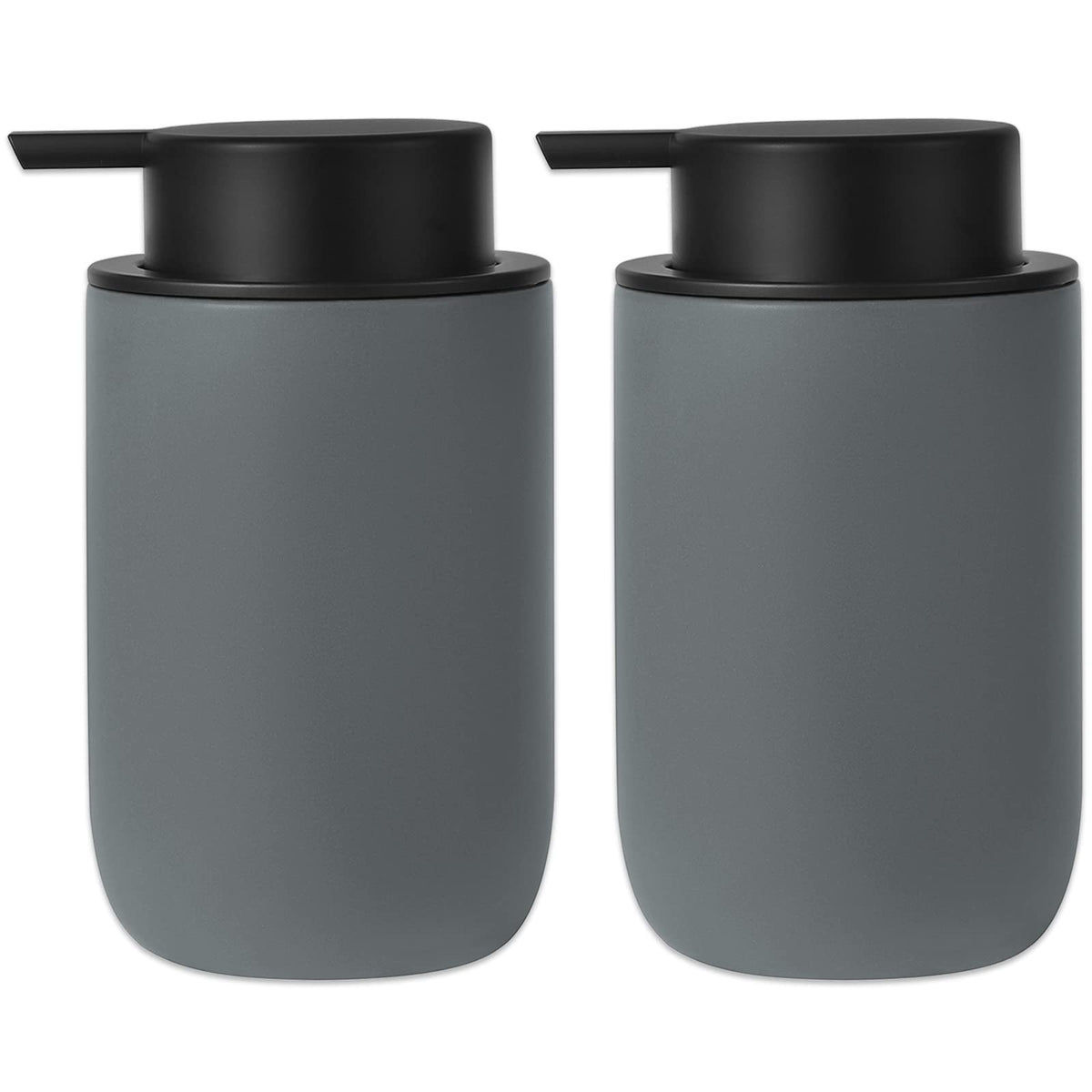 Hand Soap Dispenser For Bathroom Decro, Matte Grey Ceramic Liquid Pump Bottles Refillable Dish Dispenser For Kitchen Farmhouse C