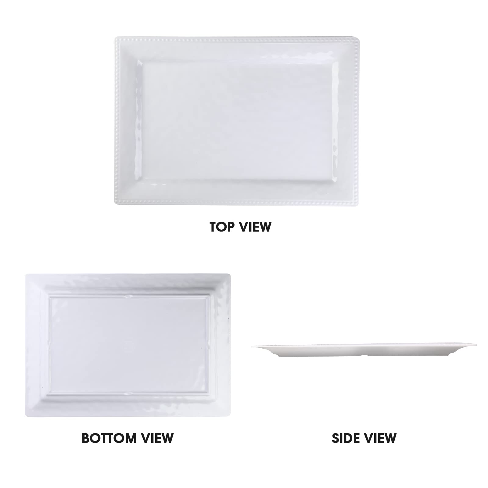 Lok-Osemile Embossed Effectset Of 2 Melamine Rectangular Serving Trays/Platters - White (2)