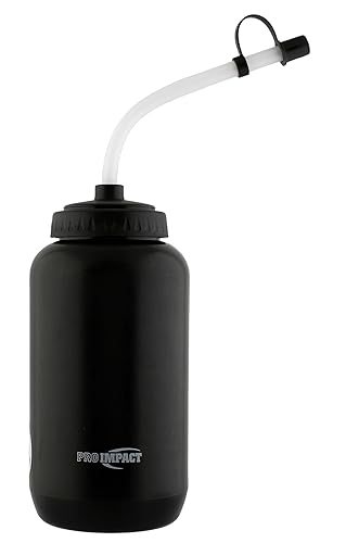 Pro Impact Boxing Hockey Lacrosse Water Bottle Squeezable Plastic w/Long Straw and Spray Cap - Ideal for Baseball Gym Yoga Sports Boxing Cycling Football (35.5 Oz.) BPA Free