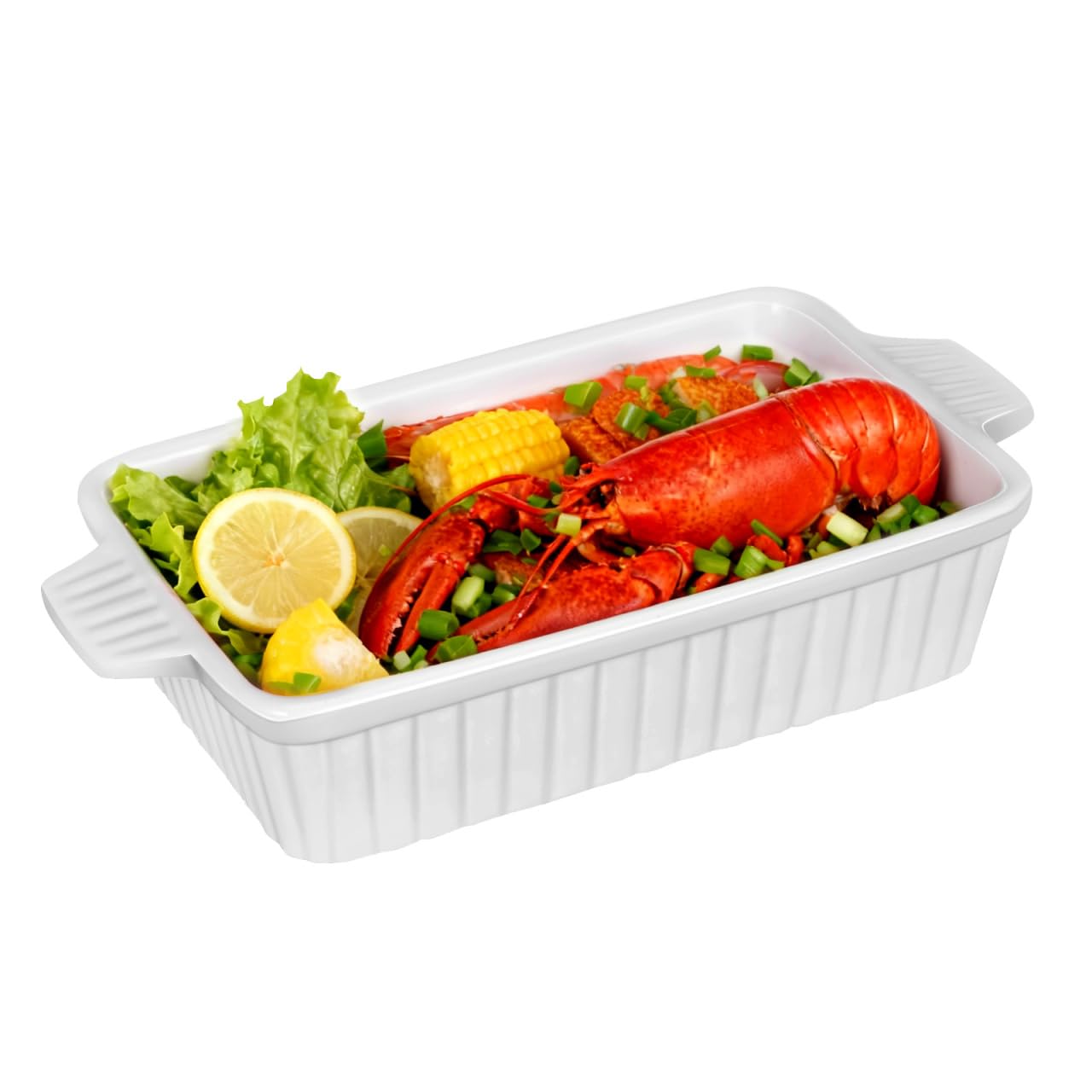 PRETYZOOM Ceramic Baking Dish 9.37X5.19X2.04 in Rectangular Double Handle Baking Pan for Lasagna Roasting Cheese Oven Microwave 
