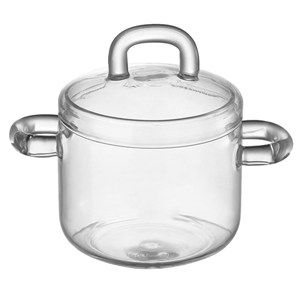 Ciieeo Glass Cooking Pot with Lid Clear Stovetop Saucepan for Soup Pasta Stews and Simmering Heat Resistant Pot for Small Kitche